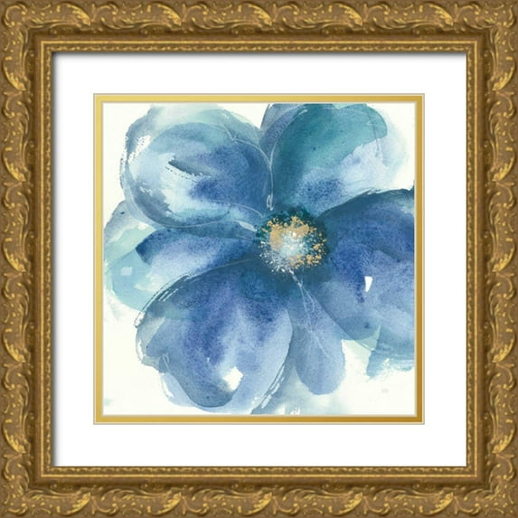 Paschke, Chris 20x20 Gold Ornate Wood Framed with Double Matting Museum Art Print Titled - Indigo Mint III