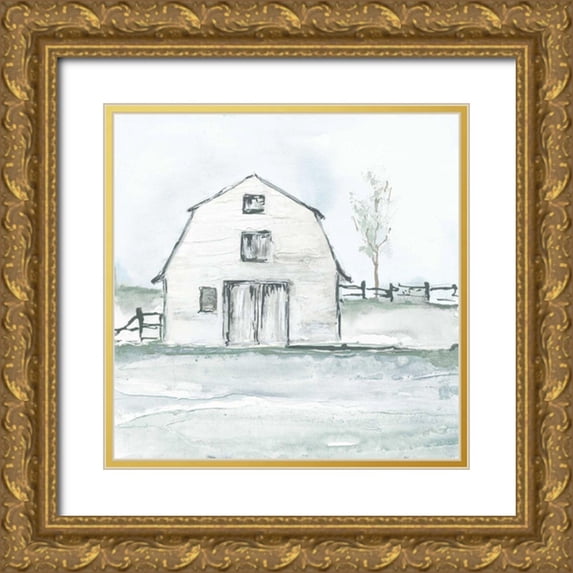 Paschke, Chris 20x20 Gold Ornate Wood Framed with Double Matting Museum Art Print Titled - Neutral Barn III