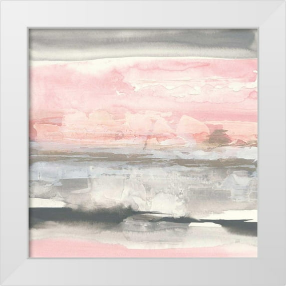 Paschke, Chris 20x20 White Modern Wood Framed Museum Art Print Titled - Charcoal and Blush II
