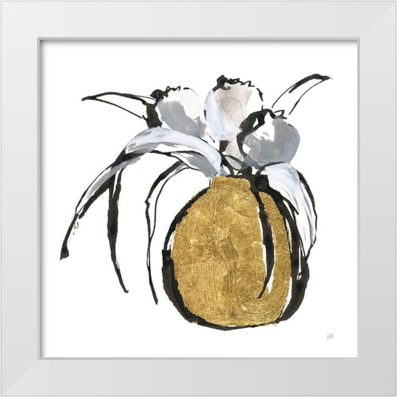 Paschke, Chris 20x20 White Modern Wood Framed Museum Art Print Titled - Gilded Vase II