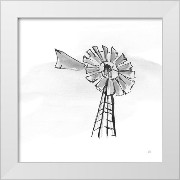 Paschke, Chris 20x20 White Modern Wood Framed Museum Art Print Titled - Windmill VII BW
