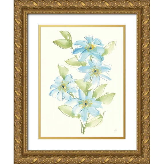 Paschke, Chris 25x32 Gold Ornate Wood Framed with Double Matting Museum Art Print Titled - Clematis Bouquet II
