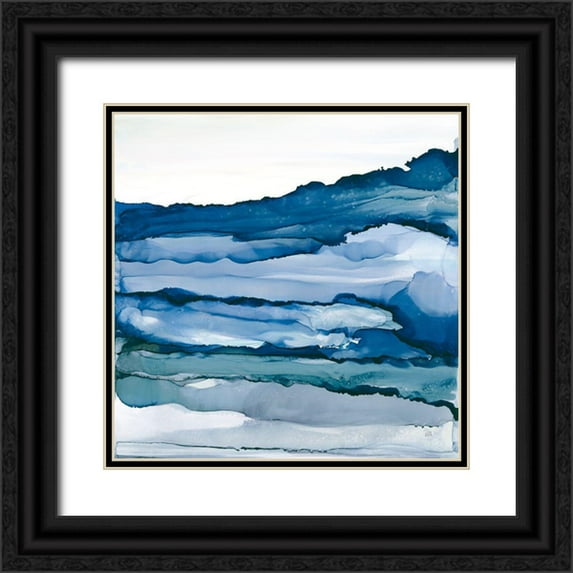 Paschke, Chris 26x26 Black Ornate Wood Framed with Double Matting Museum Art Print Titled - Blue Grayscape III