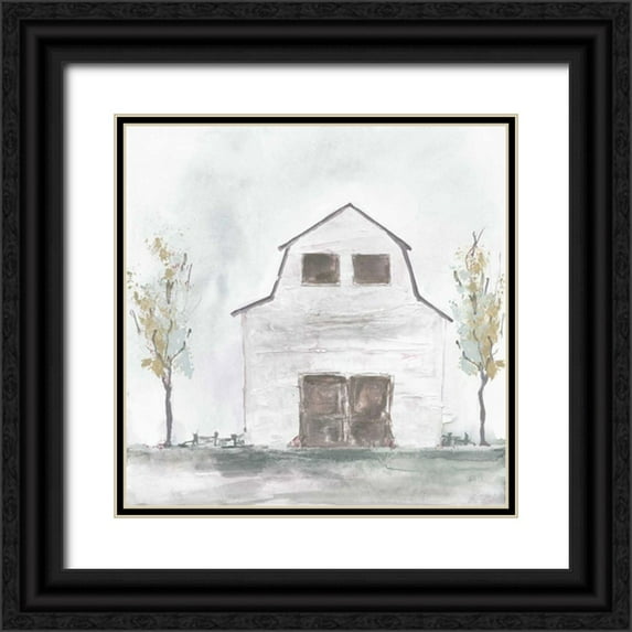 Paschke, Chris 26x26 Black Ornate Wood Framed with Double Matting Museum Art Print Titled - White Barn IV