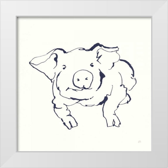Paschke, Chris 26x26 White Modern Wood Framed Museum Art Print Titled - Line Pig II Navy