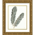 thumbnail image 1 of Paschke, Chris 26x32 Gold Ornate Wood Framed with Double Matting Museum Art Print Titled - Gold Feathers IV on Grey, 1 of 4
