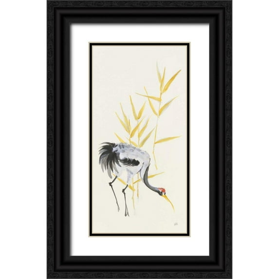 Paschke, Chris 9x14 Black Ornate Wood Framed with Double Matting Museum Art Print Titled - Crane Reeds II