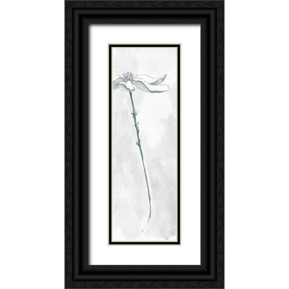 Paschke, Chris 9x18 Black Ornate Wood Framed with Double Matting Museum Art Print Titled - Solitary Dogwood V Gray