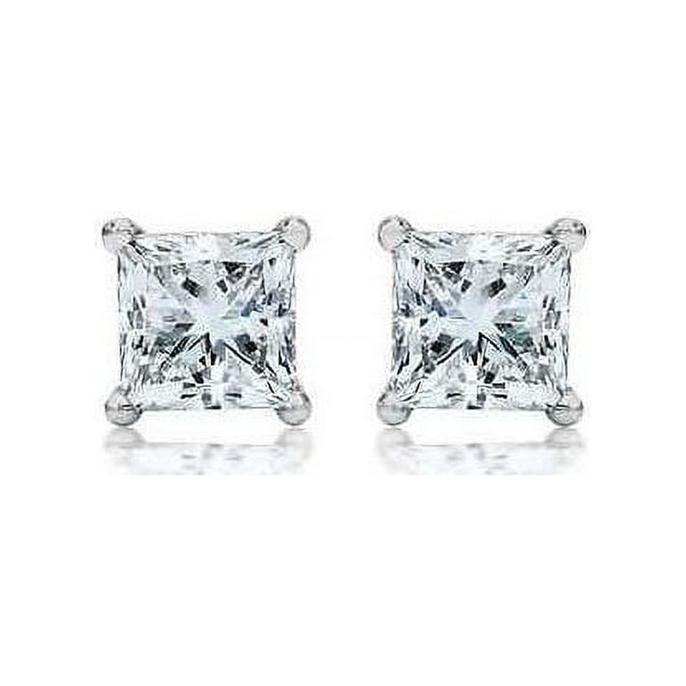 Clear Sparkling Crown Stud Earrings, Sterling silver