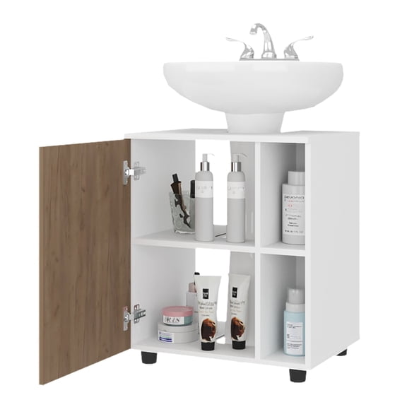 Pascuale Under Sink Cabinet Two Side Shelves Engineered Wood Multi-Color