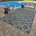 thumbnail image 1 of Paseo 6.5' x 9.5' Black and White Tile Outdoor Rug, 1 of 5