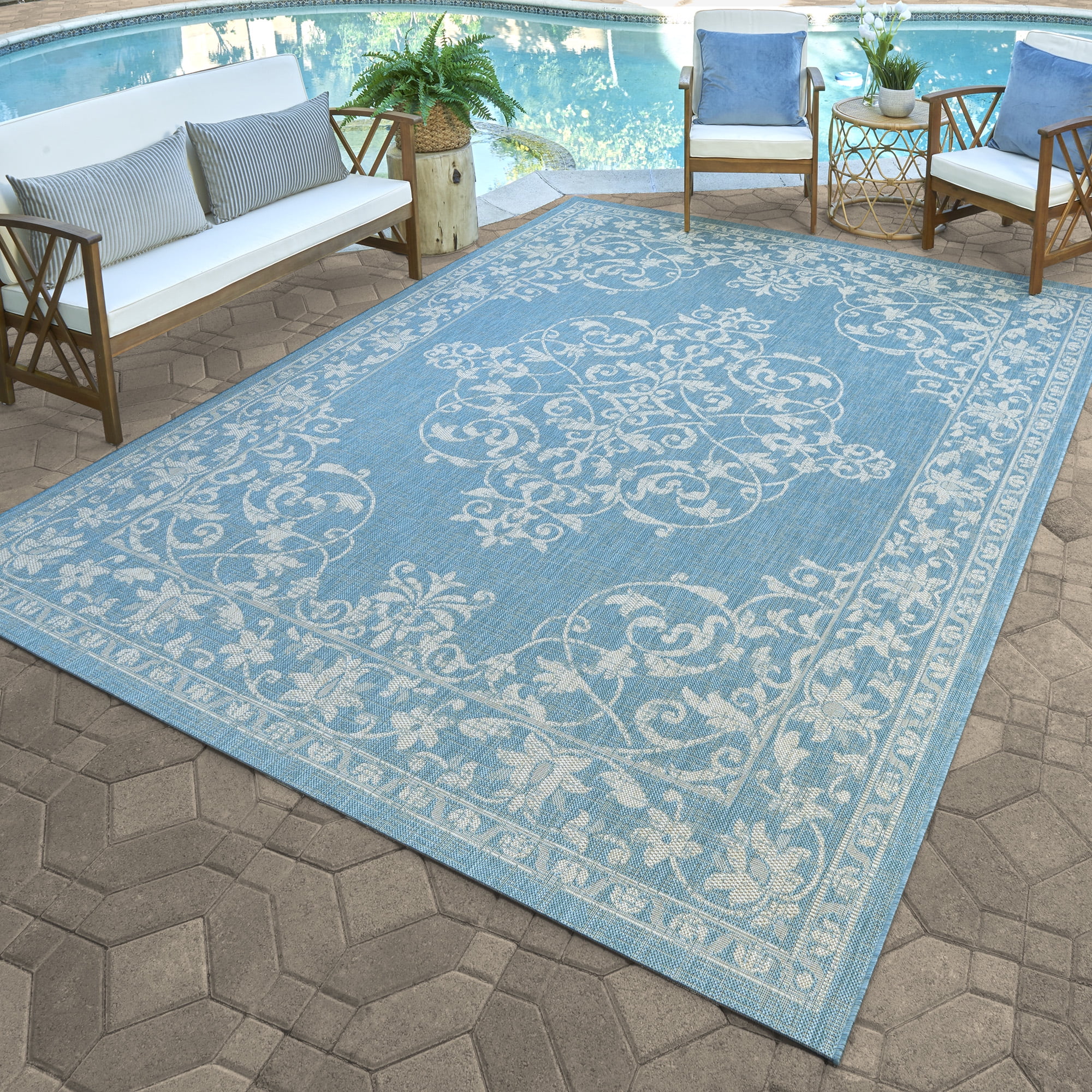 Paseo Oasis Green Synthetic 8' x 10' Reversible Flatweave Rug