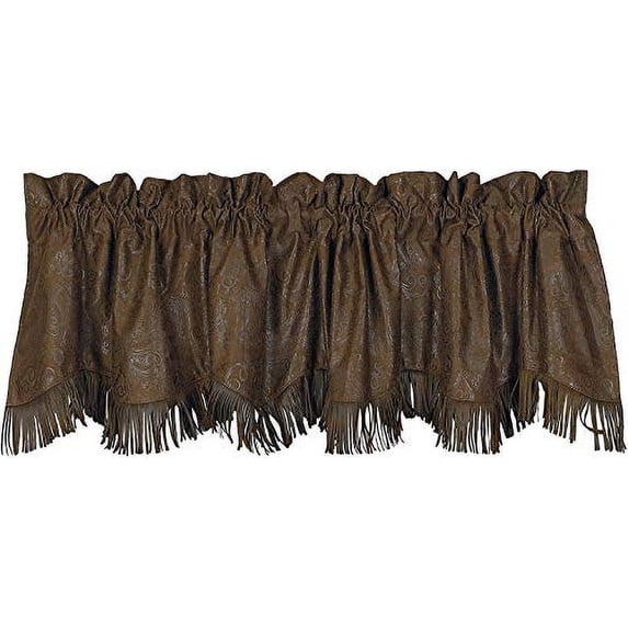 Paseo Road by Hiend Faux Tooled Brown Leather Valance