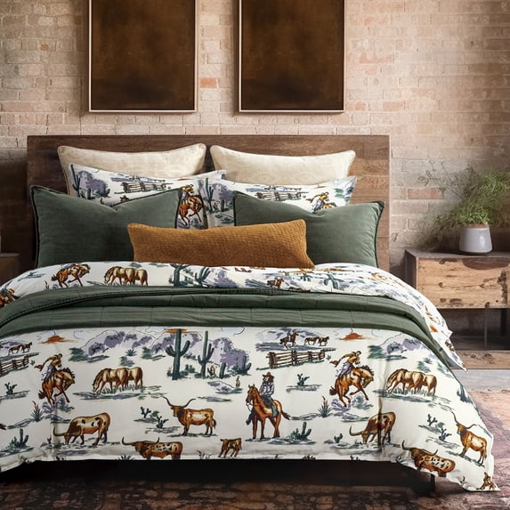 Hiend Accents Unisex 3Pc Ranch Life Reversible Bedding Set Super King - WS2138-SK-DF One Size