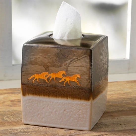 Paseo Road by Hiend Running Horses Ceramic Tissue Box