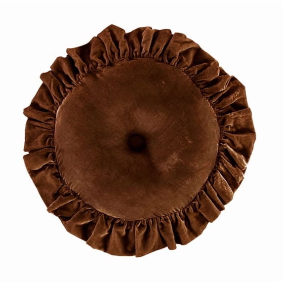 Paseo Road by Hiend Stella Fauz Silk Velvet Round Pillow Copper