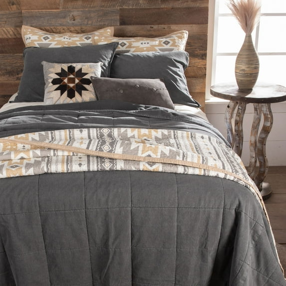 HiEnd Accents Stonewashed Cotton Canvas Coverlet Classic Chic Casual Bedding Lightweight Bed Cover, Queen