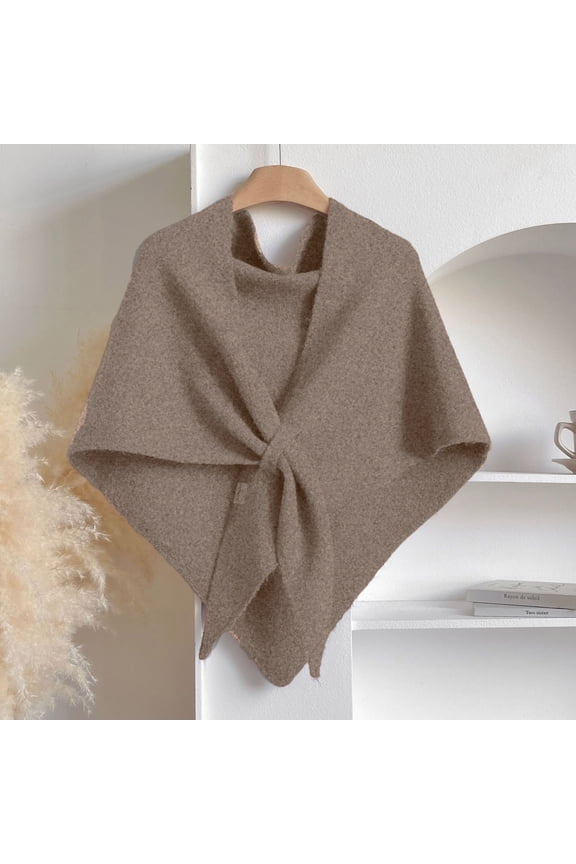 Pashmina womens shawl, Knitted shawls and wraps cardigan cape wool, Solid color scarf, Daily wear Khaki Free