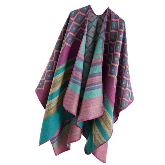 Pashmina Poncho Shawl for Women Ethnic Capes Shawl for Spring Autumn Vintage Geometric Pattern Shawl Shoulder Wrap Cloak