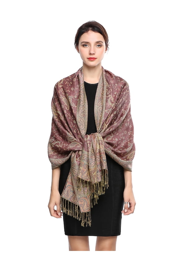 Pashmina Scarf Rave Women Scarves Luxury Paisley Shawl with Fringe Reversible Large Blanket Wrap 78.5" X27.5"(Light Violet)