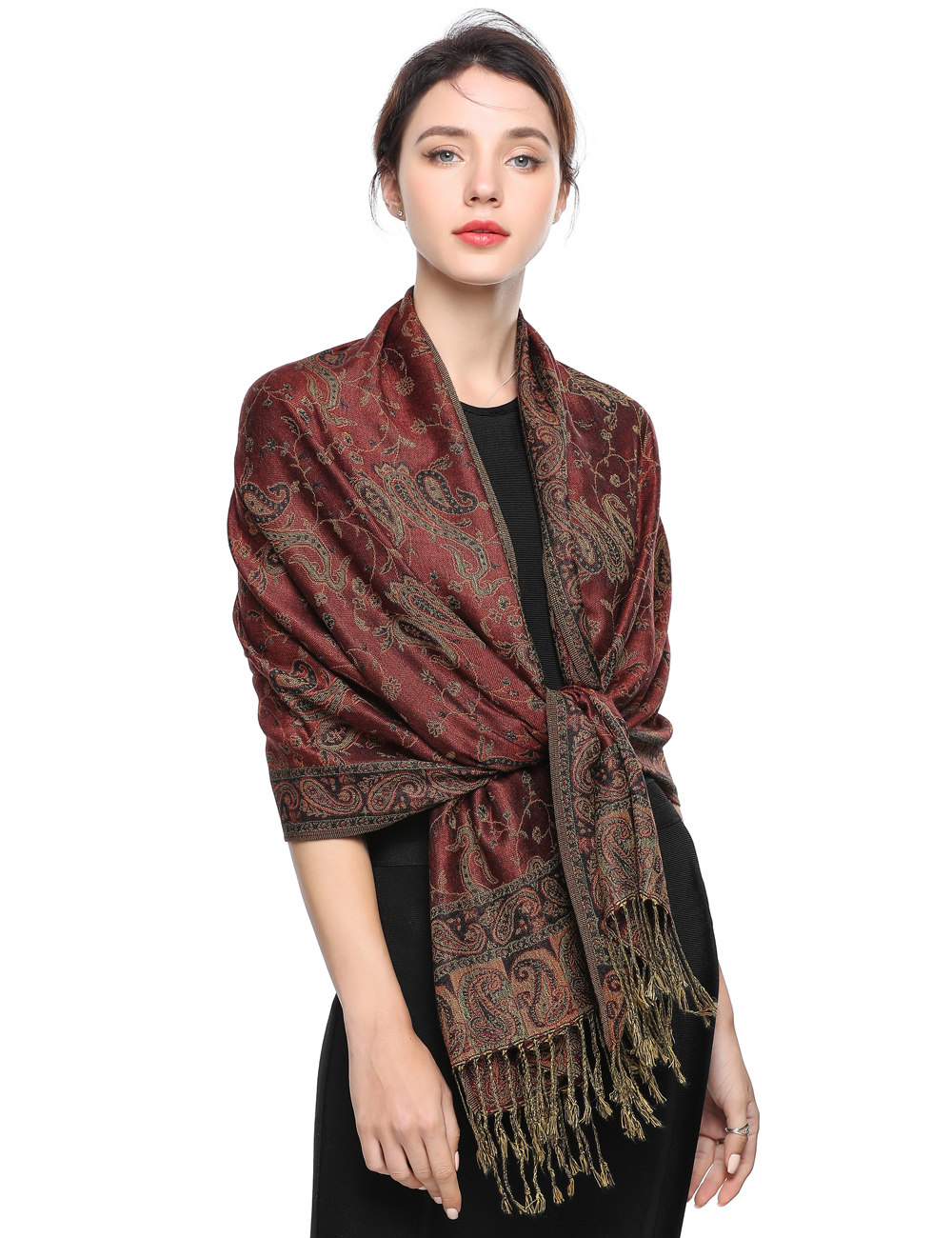 Pashmina Scarves For Women Pashmina Scarf Shawl Wrap - Trendy Paisley Pattern, Many Colors, Soft Silk Cashmere Blend Cashmere Pashmina - Foto 2