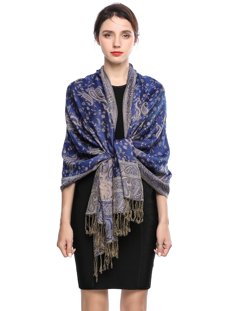 Pashmina Scarf Rave Women Scarves Luxury Paisley Shawl with Fringe  Reversible Large Blanket Wrap 78.5 X27.5(Black Red) 