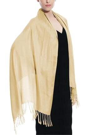 Pashmina Scarf Shawl, Bridesmaid Shawl, Bridal Wrap, Wedding Shawl (Gold)