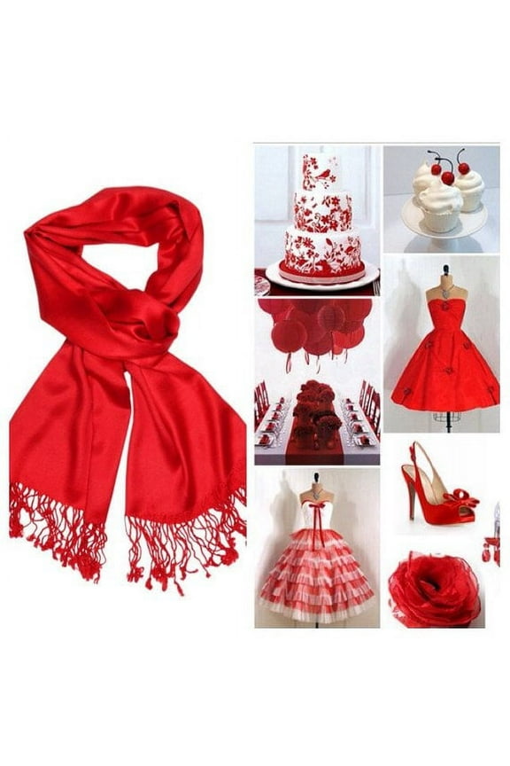 Pashmina Scarf Shawl, Bridesmaid Shawl, Bridal Wrap, Wedding Shawl (Red)