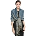 thumbnail image 1 of Pashmina Scarf Women Luxury Reversible Shawl Paisley Wrap Blanket Rave Scarves with Fringes 78.5'' X 27.5''(Indigo Blue), 1 of 7