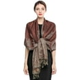 thumbnail image 1 of Pashmina Scarf Women Luxury Reversible Shawl Paisley Wrap Blanket Rave Scarves with Fringes 78.5'' X 27.5''(Red Brown), 1 of 7