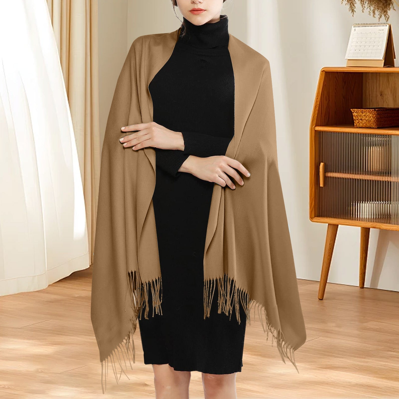 how to wear a pashmina scarf with a formal dress for Women, Soft Shawl Wrap for Evening Dress, Wedding, Bridal, Warm Fashion Scarf for Party, Travel, Lightweight Neck Wrap, Elegant Daily Grey dress with neck scarf