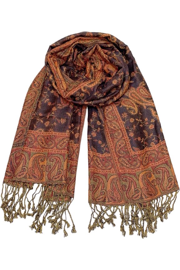 Pashmina Scarf for Women Shawls and Wraps Reversible Paisley Jacquard Soft Silky Scarves Men