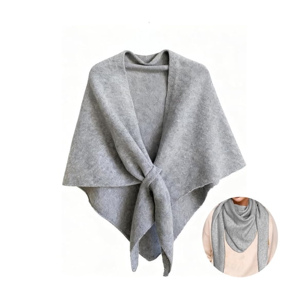 Pashmina Shawl, Fleece Shawl Wrap with Loop Closure, Soft Knitted Shawl for Women, All Seasons Wear, Light Gray, 74.8x50.4in