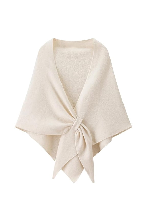 Pashmina Shawl Wraps Cardigan Cape Knitted Shawl Scarf Lightweight Shoulder Tops Triangle Shawl Warm Wrap Scarf Knotted Shawl for Women, 1 Pc Beige