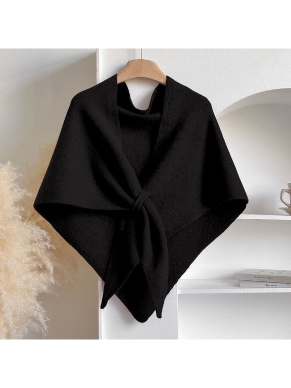 Pashmina Shawl Wraps Women Knitted Shawls and Wraps Cardigan Cape Wool Shoulder Top Sweater Shawl Scarf 2025(Black)
