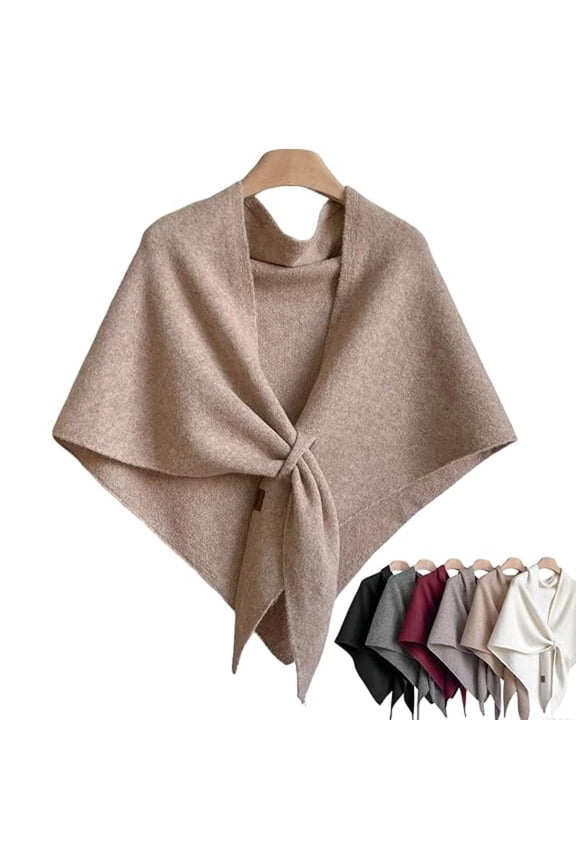 Pashmina Shawl Wraps Women , Solid Color Sweater Shawl Wrap Cardigan Knotted Shoulder Knitted Soft Blanket Scarves for Women Gifts(Khaki)