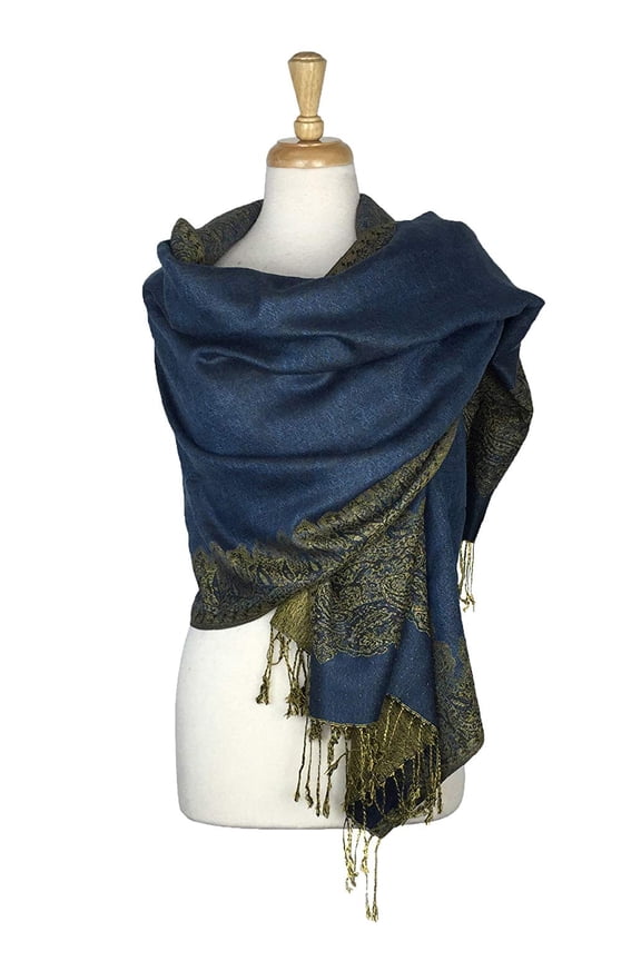 Woven Women's Pashmina Double Layered Border Pattern Shawl Scarf Wrap