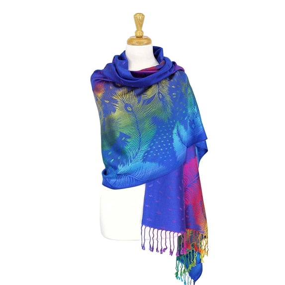 Pashmina Wrap Shawl Scarf Double Side Rainbow Silky Exotic Tropical Colorful