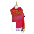 thumbnail image 1 of Pashmina Wrap Shawl Scarf Double Side Rainbow Silky Exotic Tropical Colorful, 1 of 3