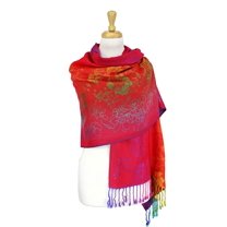 Pashmina Wrap Shawl Scarf Double Side Rainbow Silky Exotic Tropical Colorful