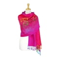 thumbnail image 1 of Pashmina Wrap Shawl Scarf Double Side Rainbow Silky Exotic Tropical Colorful, 1 of 3