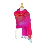 Pashmina Wrap Shawl Scarf Double Side Rainbow Silky Exotic Tropical Colorful