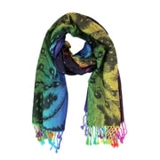 Pashmina Wrap Shawl Scarf Double Side Rainbow Silky Exotic Tropical Colorful