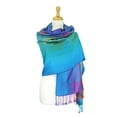 thumbnail image 1 of Pashmina Wrap Shawl Scarf Double Side Rainbow Silky Exotic Tropical Colorful, 1 of 3