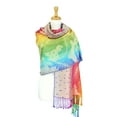 thumbnail image 1 of Pashmina Wrap Shawl Scarf Double Side Rainbow Silky Exotic Tropical Colorful, 1 of 5
