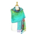thumbnail image 1 of Pashmina Wrap Shawl Scarf Double Side Rainbow Silky Exotic Tropical Colorful, 1 of 3