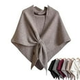 thumbnail image 1 of Pashmina Wraps for Women , Knotted Shoulder Blanket Scarves Wrap Cardigan Solid Color Knitted Casual Sweater Shawl for All Seasons(Camel), 1 of 5