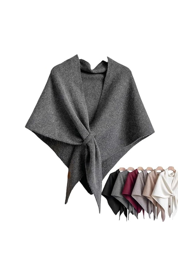 Pashmina Wraps for Women , Knotted Shoulder Scarf Solid Color Wrap Cardigan Knitted Comfortable Cape for Daily Wear(Dark Gray)