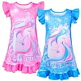 thumbnail image 1 of Pashop 2pcs Girls Nightgowns, Mermaid Short Sleeve Sleepwear Nightie Nightgown Princess Pajama Dresses, 1 of 5