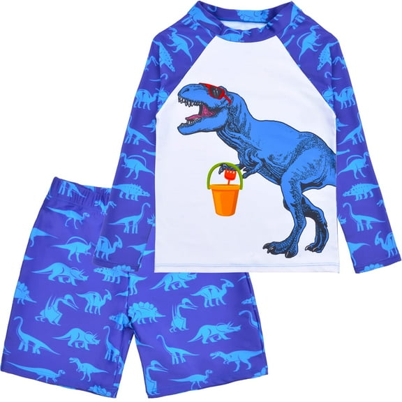 Pashop Boys Two Piece Rash Guard Swimsuits Kids Long Sleeve Sunsuit Swimwear Sets Bathing Suit